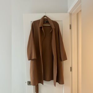Zara camel colored wrap coat, size M